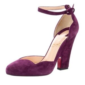 Christian Louboutin Purple Suede Heels with Red Sole